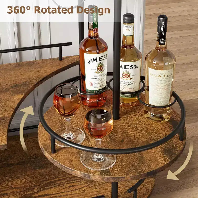 Bar Carts with 4-Tiers Storage ShelvesMobile Bar Seving Carts On Wheels with Wine Rack and Glass Holder for Kitchen, Dining Room, Living Room