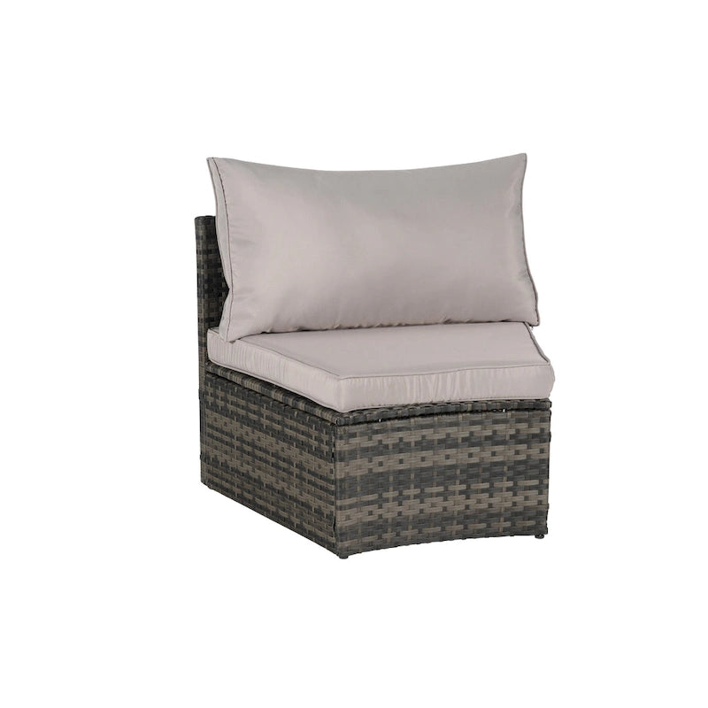 11-Piece Outdoor Half-Round Modular Sectional Sofa Set with Tempered Glass Coffee Table and 4 Side Table