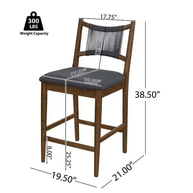 Christopher Knight Home Natalie Modern Rubberwood Upholstered Counter Stools with Woven Rope Backrest (Set of 4)