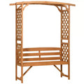 Outsunny Patio Garden Bench Arbor Arch with Pergola and 2 Trellises, 3 Seat Natural Wooden Outdoor Bench for Grape Vines & Climbing Plants