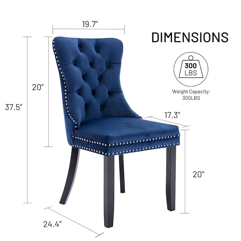 Dining Chairs Set of 6, Luxury Upholstered Velvet Kitchen Chairs Side Chair with Padded Seat Back and Solid Wood Legs - N/A