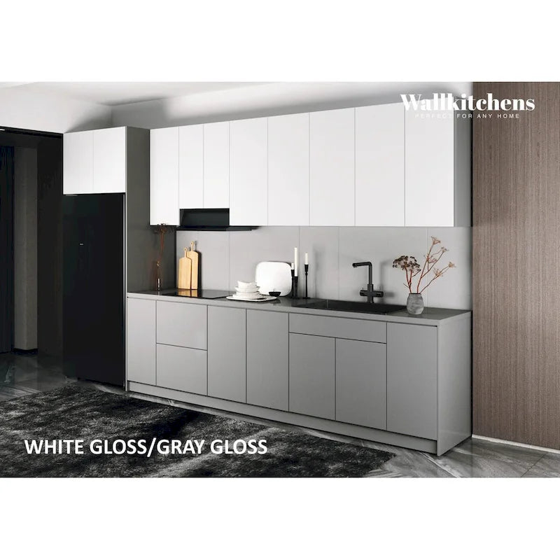 Kitchen Timeless Collection Gray & White Gloss Color Base Size 13Ft Wide - 157x24