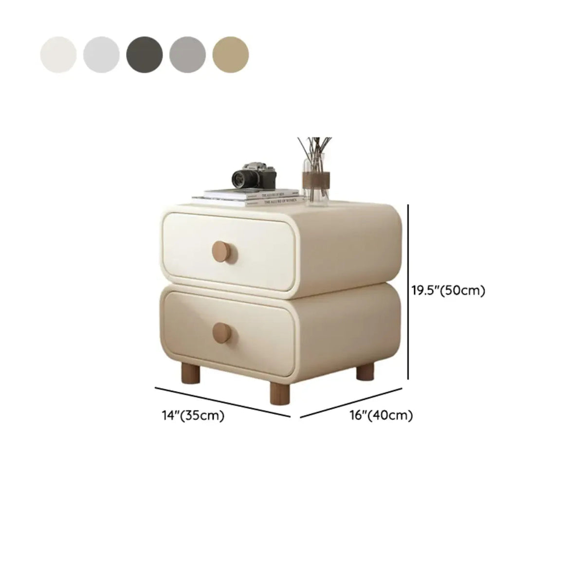 Pleather Scandinavian Nightstand With Faux Leather Finish