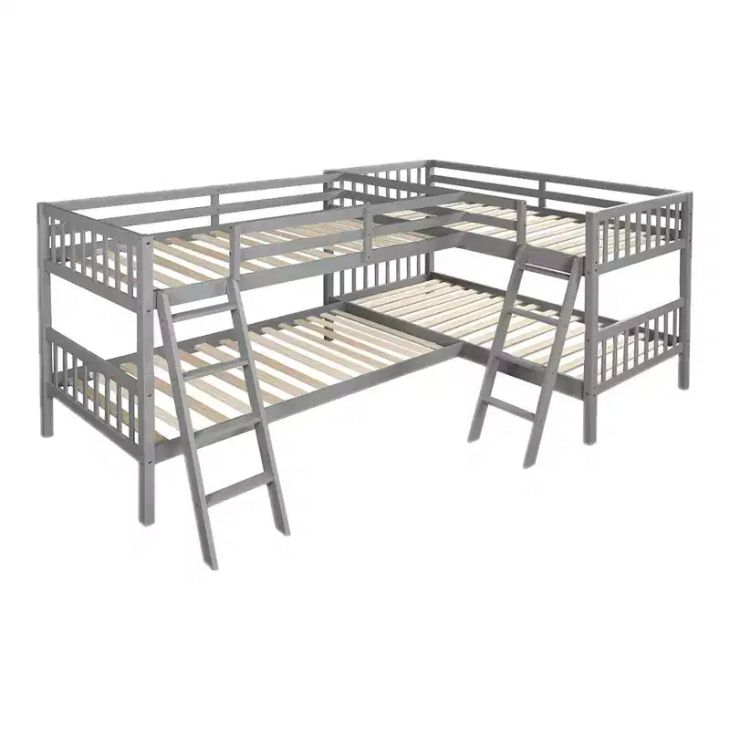 Whisen Twin-Over-Twin L-Shaped Bunk Bed with Ladder