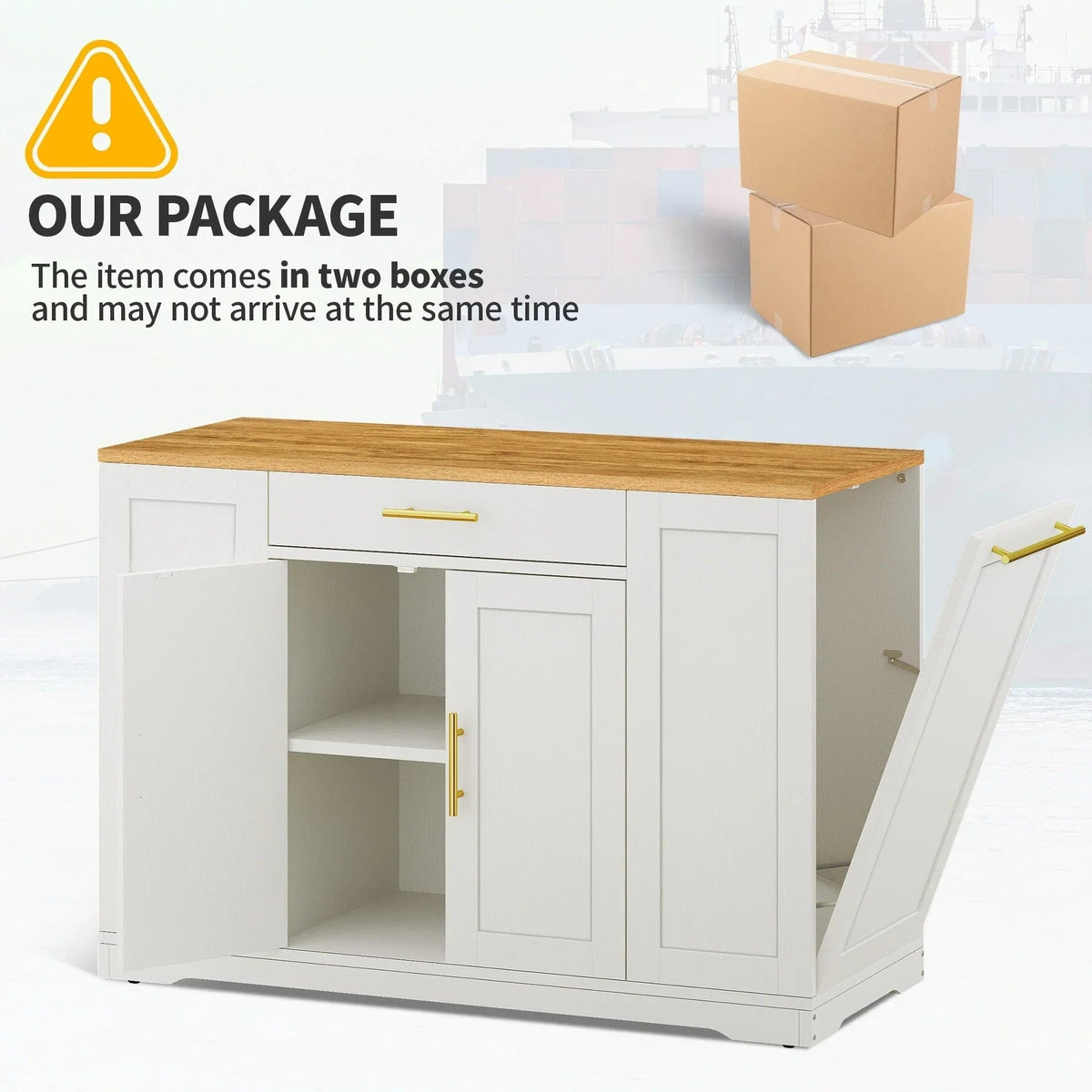 Moasis 53-inch Rolling Kitchen Island Storage Cabinet Portable Mobile Kitchen Cart