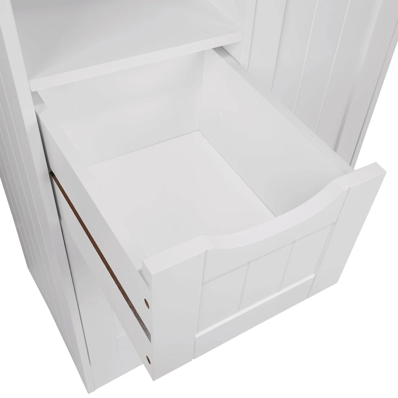RiverRidge Ashland Single Door Bathroom and Laundry Storage Cabinet with 3 Drawers, Open and Adjustable Shelf