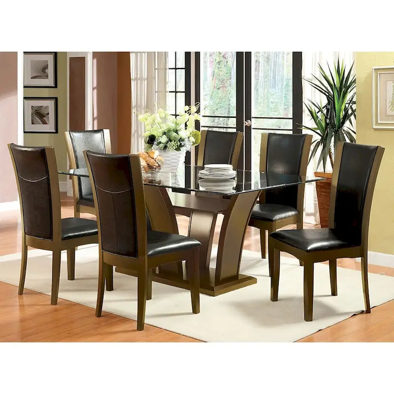 Bind Contemporary Solid Wood Open-Shelf 7-Piece Dining Table Set by Furniture of America
