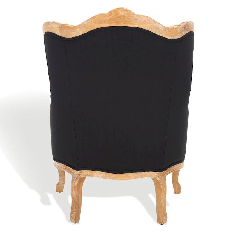 SAFAVIEH Couture Kali Oak Natural Linen Wing Chair - 34Wx34Dx40H