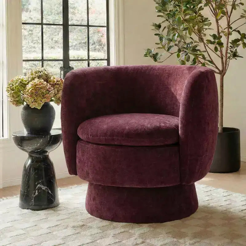 Set of 2 Modern Swivel Barrel Chair with Upholstered Fabric, 360 Rotating Accent Lounge Chair for Living Room, Bedroom-Panipeachy