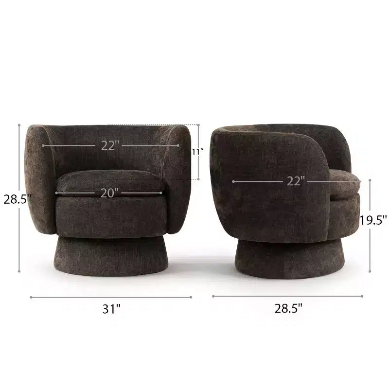 Set of 2 Modern Swivel Barrel Chair with Upholstered Fabric, 360 Rotating Accent Lounge Chair for Living Room, Bedroom-Panipeachy