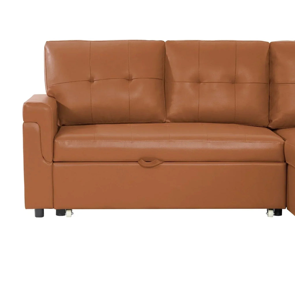 Convertible Reversible Sectional Sofa with Pull-Out Sleeper Bed, Hidden Storage Chaise, and Durable Legs