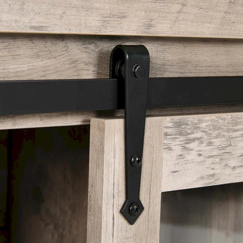 53 Barn Door Buffet Coffee Bar Cabinet with Wine Rack, Kitchen Sideboard Storage Cabinet