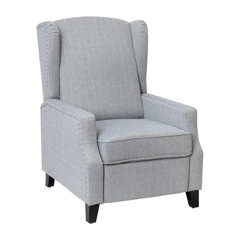 Push Back Wing Back Pocket Spring Recliner with Side Accent Nail Trim