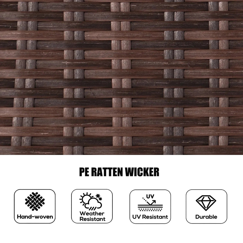 7 Pieces Outdoor Rattan Wicker Patio Round Dining Set with Cushions by Moda Furnishings