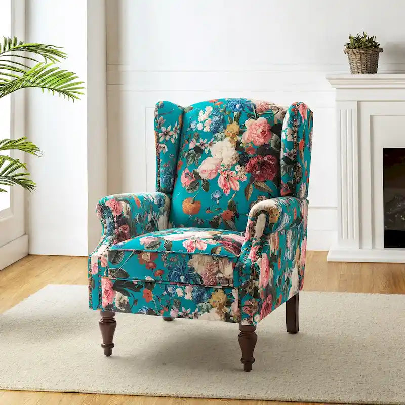 Gott Traditional Wingback Armchair with Solid Wood Legs by HULALA HOME