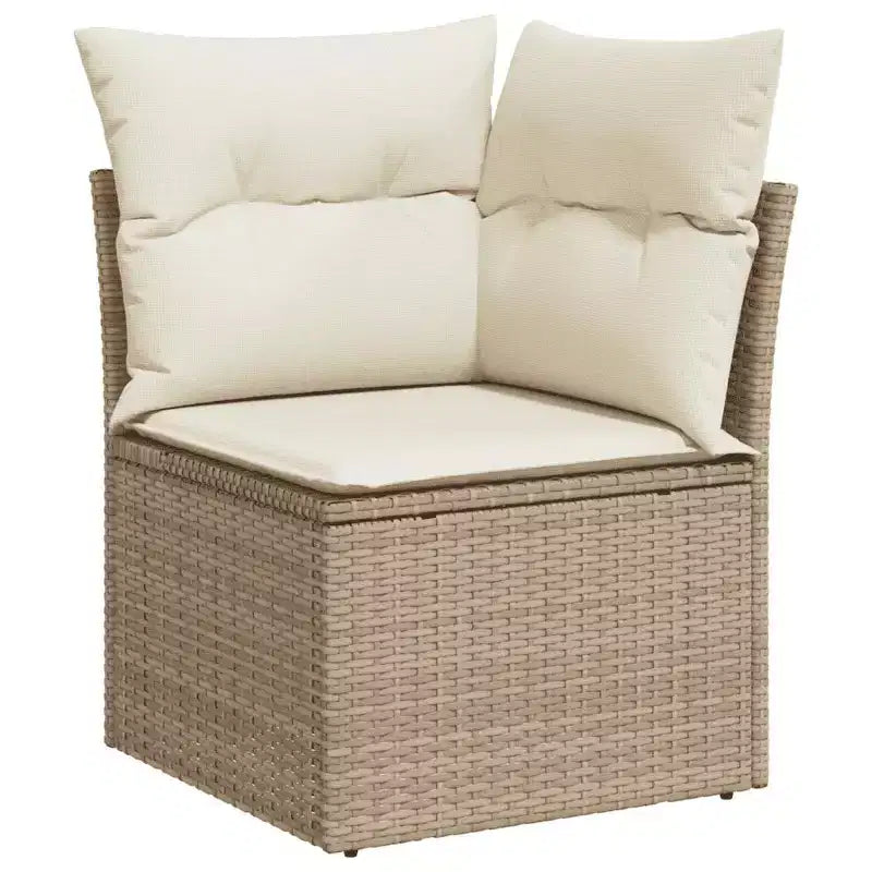 vidaXL 4 Piece Patio Sofa Set with Cushions Poly Rattan Acacia