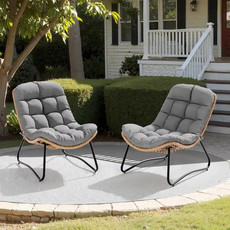Papasan PE Rattan Chair with Cushion For Indoor Outdoor