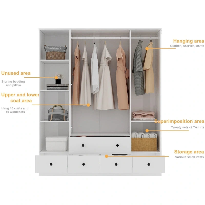 Bedroom Armoire Closet Armoire Wardrobe Closet Clothing Rod Drawer
