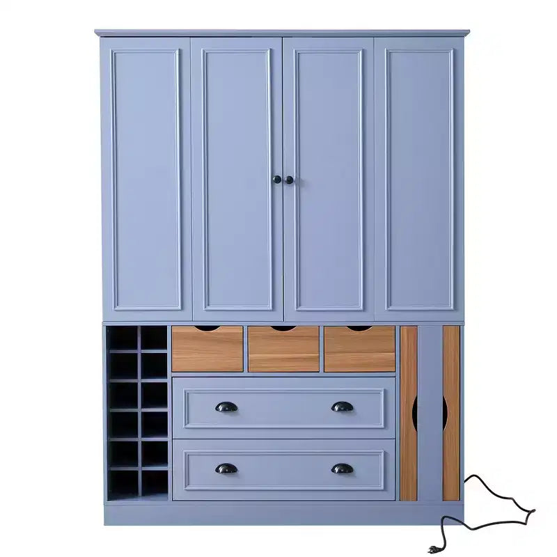Whisen 71 Tall Freestanding Kitchen Pantry, Large Dining Storage Cabinet Cupboard Sideboards With 4 Foldable Doors, Shelves, Wine Racks