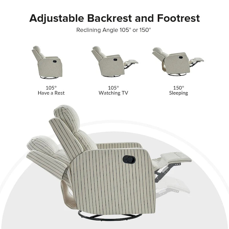 Diana Modern Polyester 360-degree Swivel Rocker Recliner by HULALA HOME