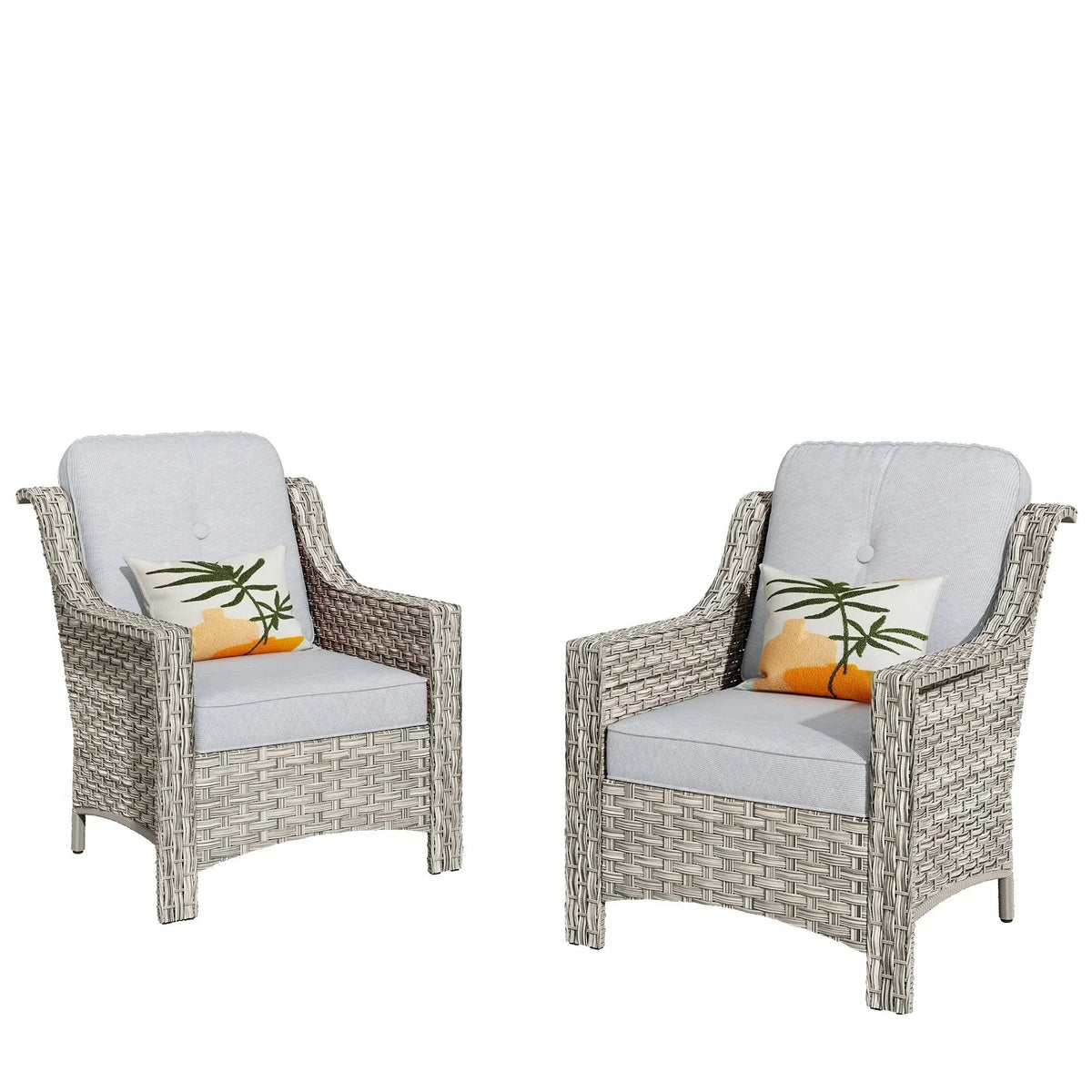 HOOOWOOO 2-piece High Back Wicker Rattan Outdoor Patio Chair Set