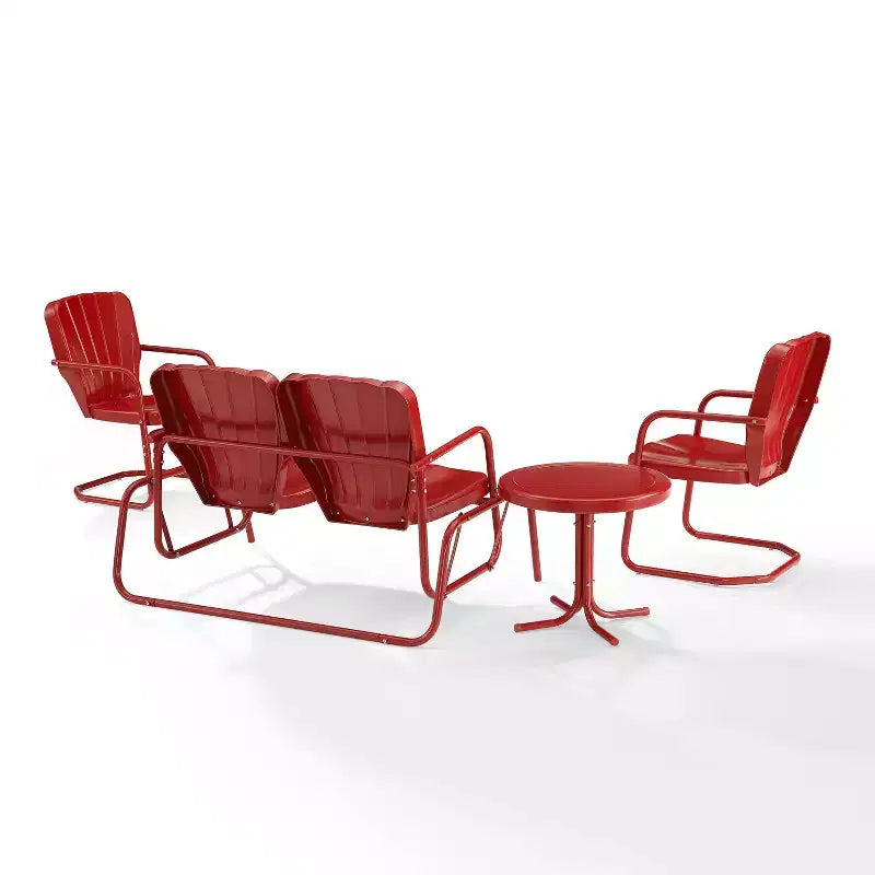 Ridgeland 4pc Outdoor Metal Conversation Set - Red - Crosley