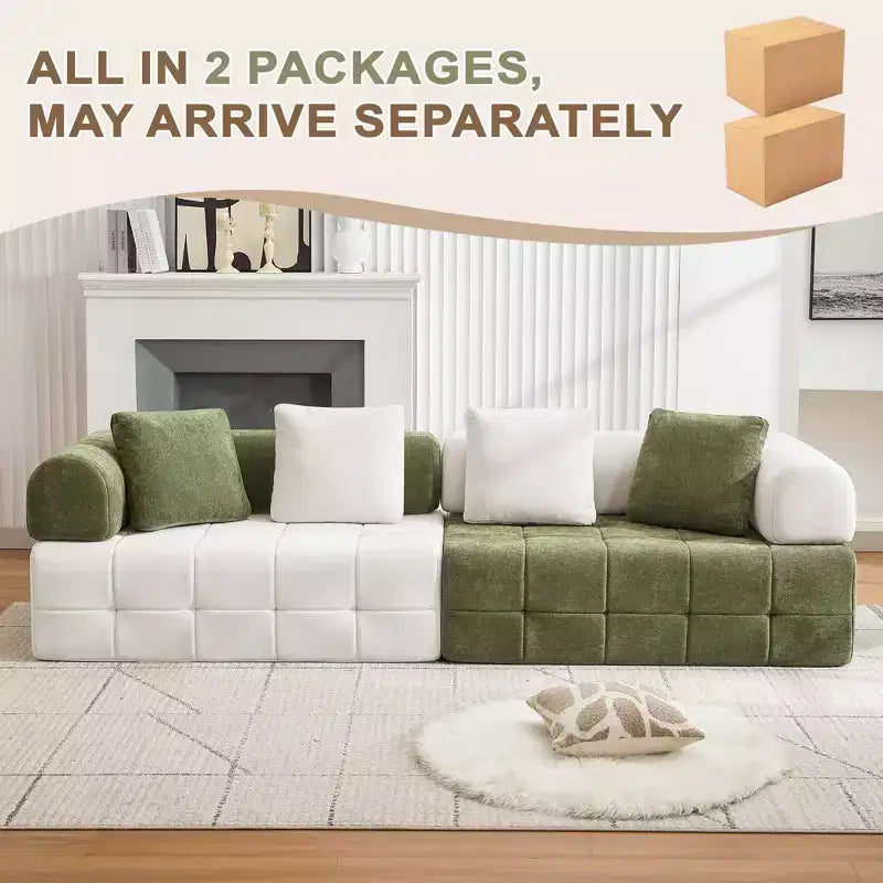 110.23 in. W Colorblock Modular 4-Seater Chenille Sofa with Curved Armrests