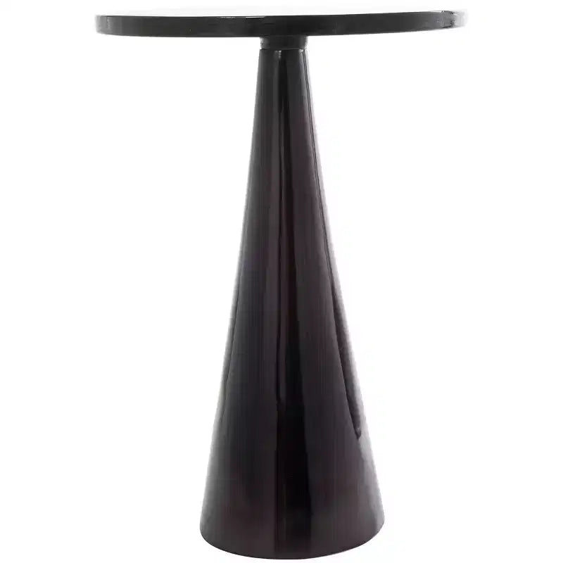 Aluminum Geometric Cone Accent Table with Textured Glass Tabletop 24 in