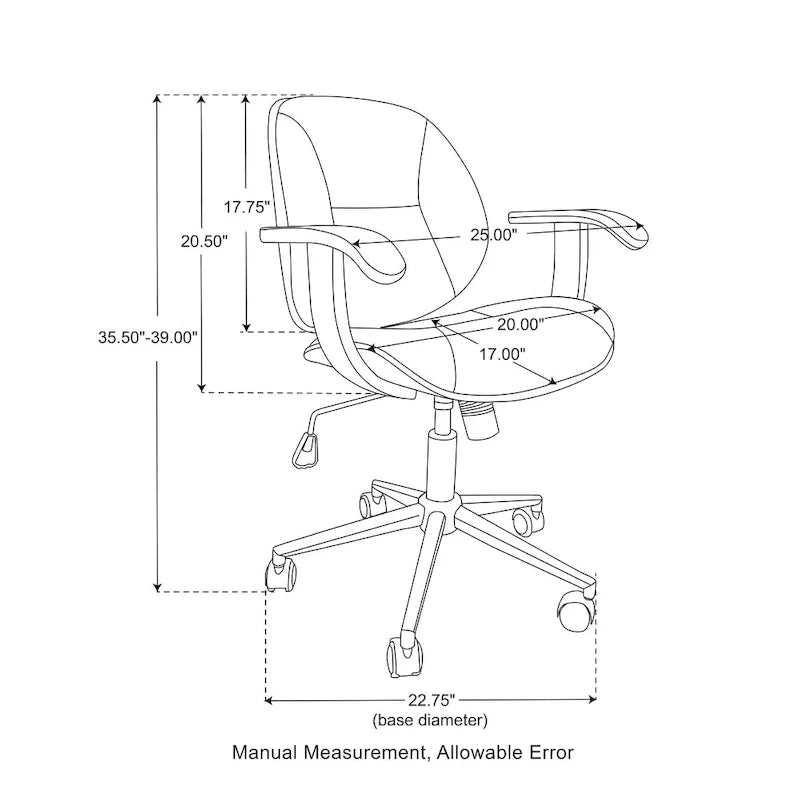 Glitzhome Leatherette Adjustable Swivel Desk Office Chair with Armrest Ergonomic Design