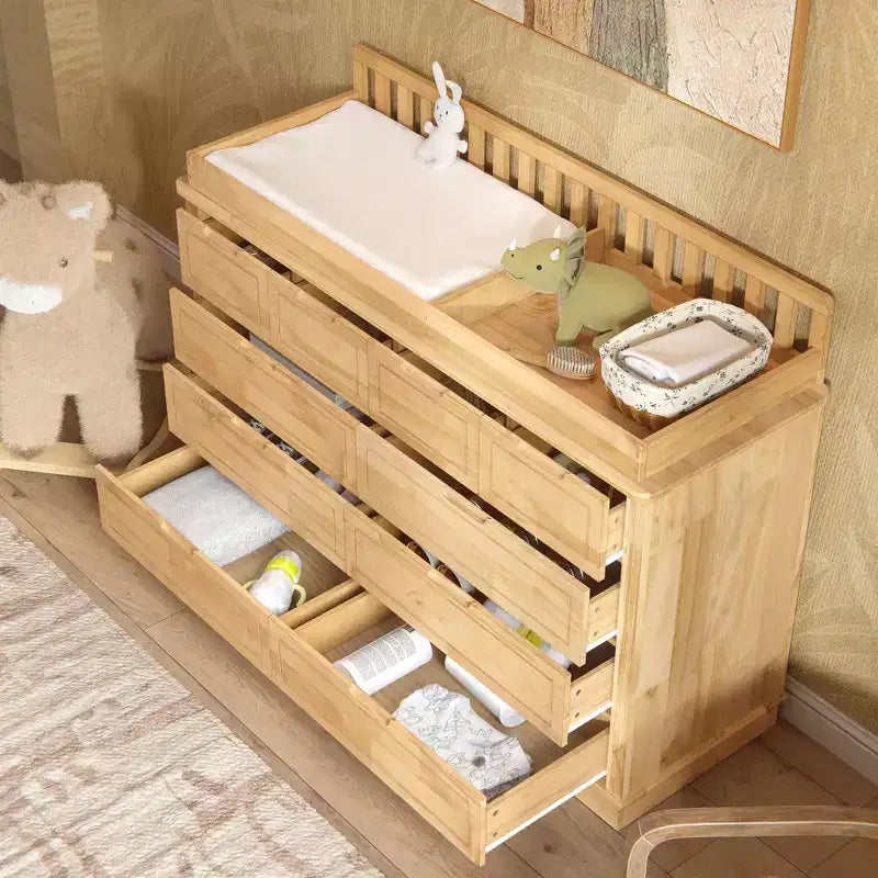 Homsee Solid Pine Wood Diaper Changing Table & Dresser: Removable Station,Drawer Storage, All-in-One Nursery Essential for Parents