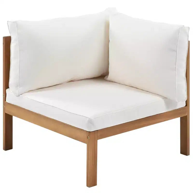 Polibi Acacia Corner Outdoor Sofa Set with Matching Coffee Table
