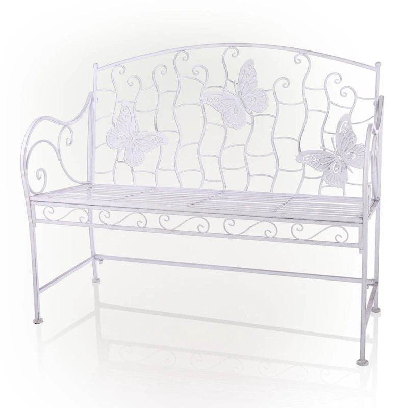 Alpine Corporation 44L Indoor/Outdoor 2-Person Classic Metal Garden Bench