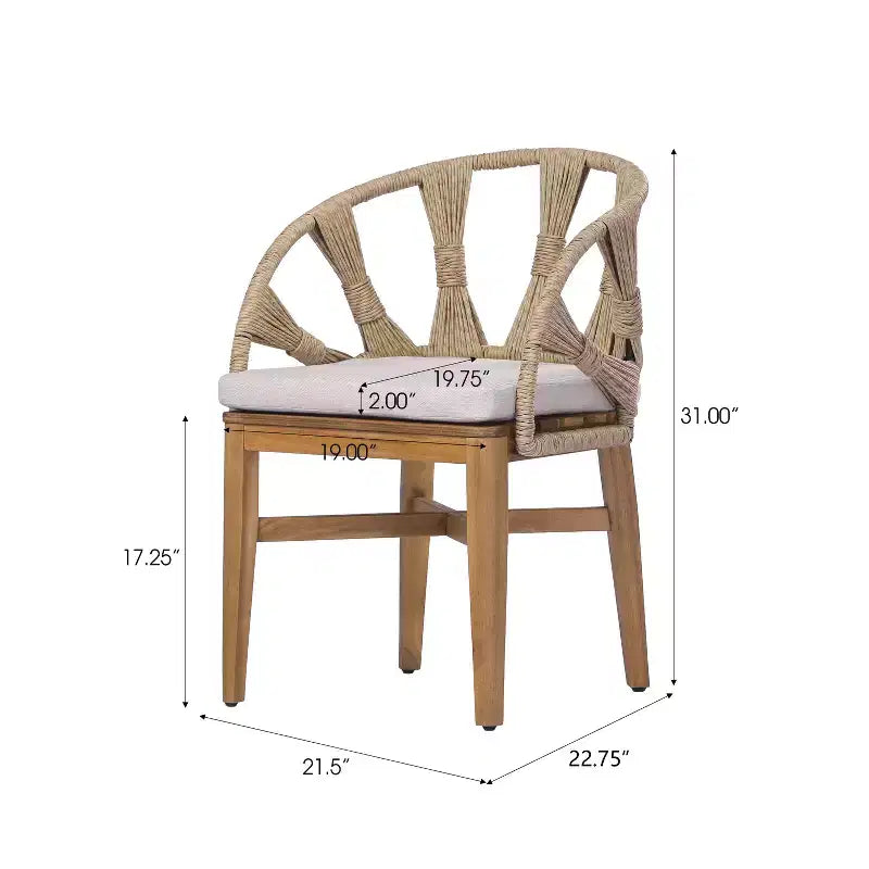 Christopher Knight Home Ferb 7 Piece Boho Outdoor Acacia Wood Wicker Dining Set with Cushions