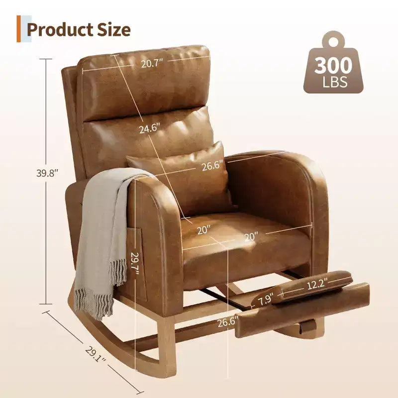 Modern Soft Rocking Chair with Pillow & Side Pockets, for Living Room, Bedroom
