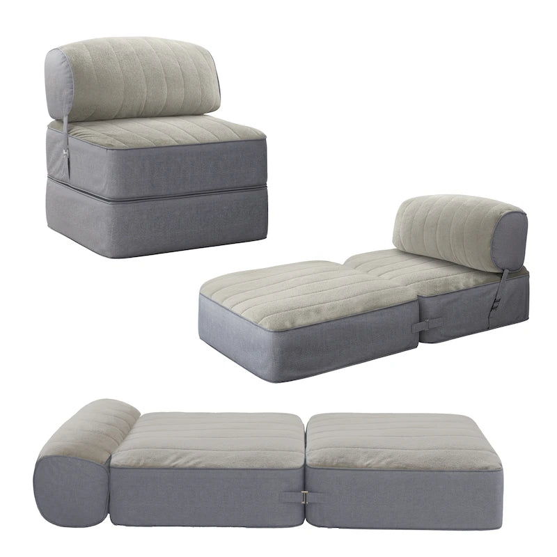 WOWMAX Convertible Folding Sofa Bed Folding Chair Bed with Back Bolster