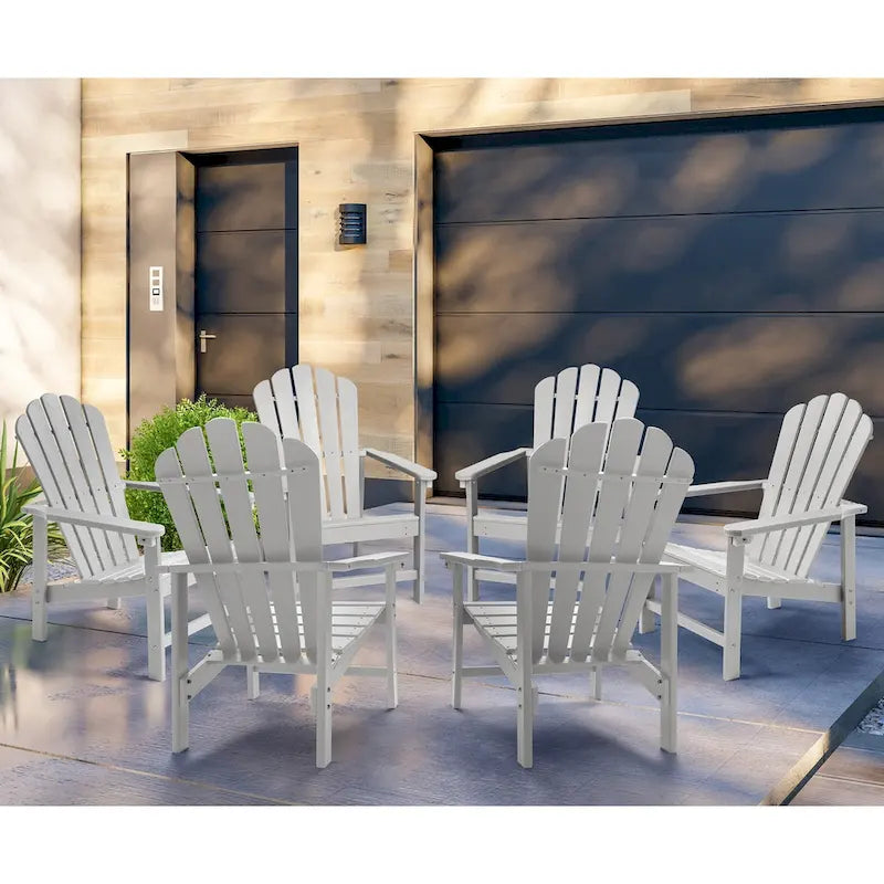 Vrakae 6 Pcs Patio HDPE All-Weather Stacking Adirondack Chair
