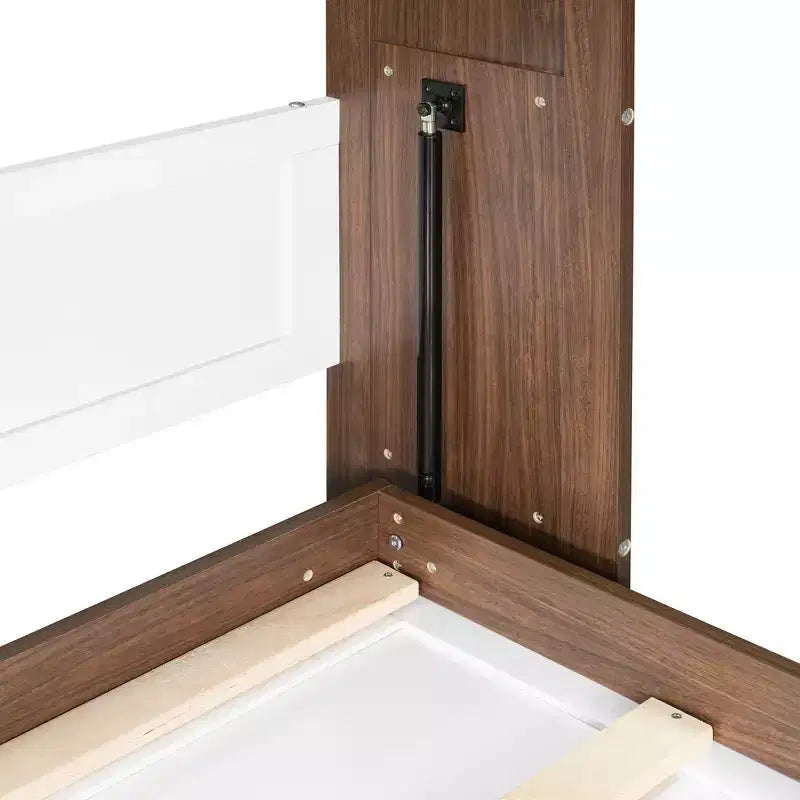 Full Size Murphy Bed, Wooden Full Cabinet Bed Wall Bed with Foldable Desk, Folding Wall Chest Bed for Guest Room Office