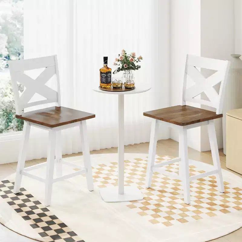 Costway 24 Swivel Barstools Set of 4 w/Backrest Large Seat Footrest for Kitchen Island