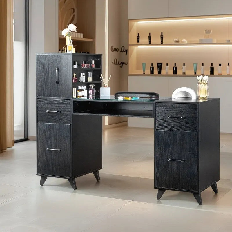 55-Inch Computer Desk with Shelves, Drawers and Cabinet