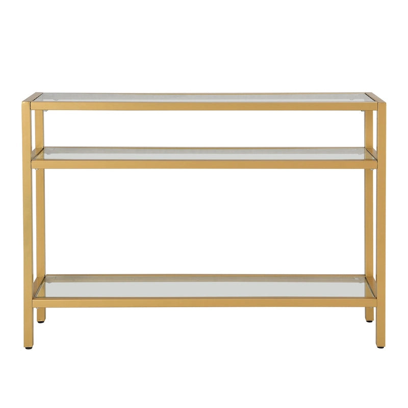 Carolina Living Chrysalis 3 Tier Glass Top Console Table - Gold