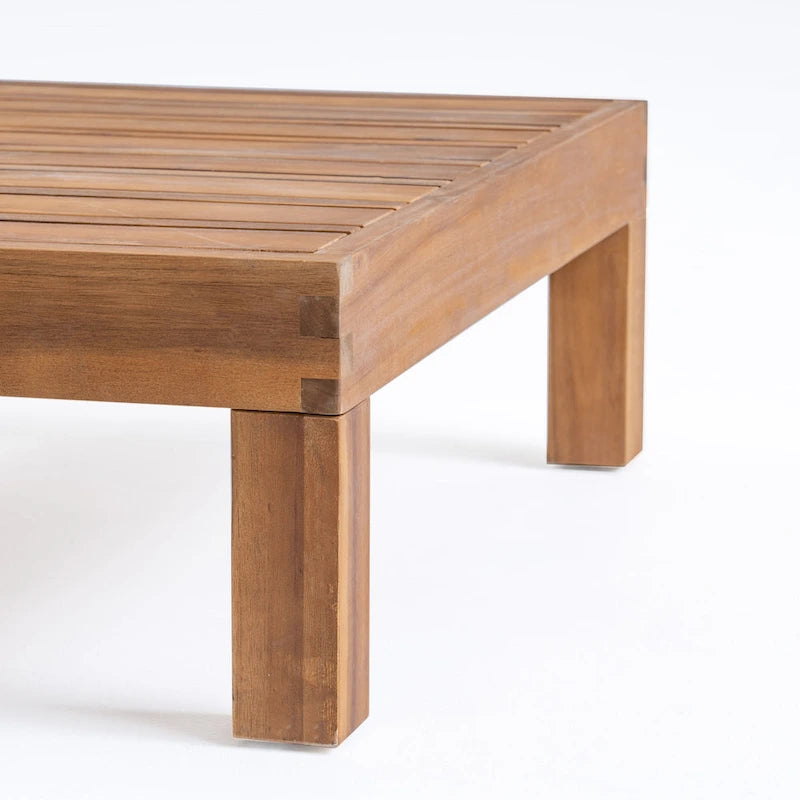 Oana Outdoor Acacia Wood Left Arm Loveseat and Coffee Table Set with Cushion by Christopher Knight Home