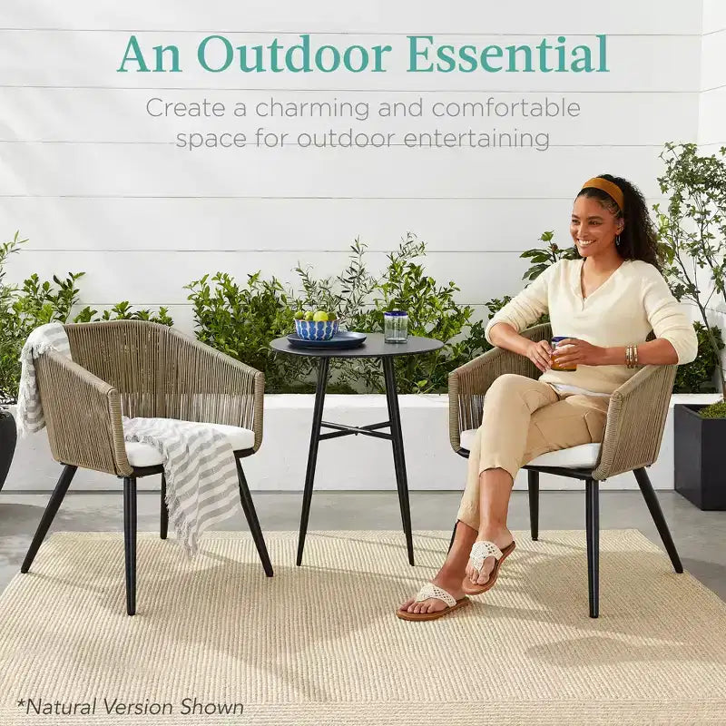 Best Choice Products Set of 2 Outdoor Patio Dining Chairs Woven Wicker Seating 250lb Capacity