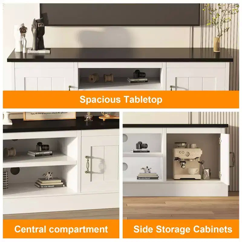 Modern TV Stand for 65-Inch TVs, Rustic Wood Entertainment Center with Spacious Storage Cabinets, Media Console Table for Living Room & Office