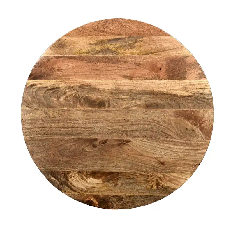 Arthur Mango Wood Coffee Table In Round Shape, Dark Brown