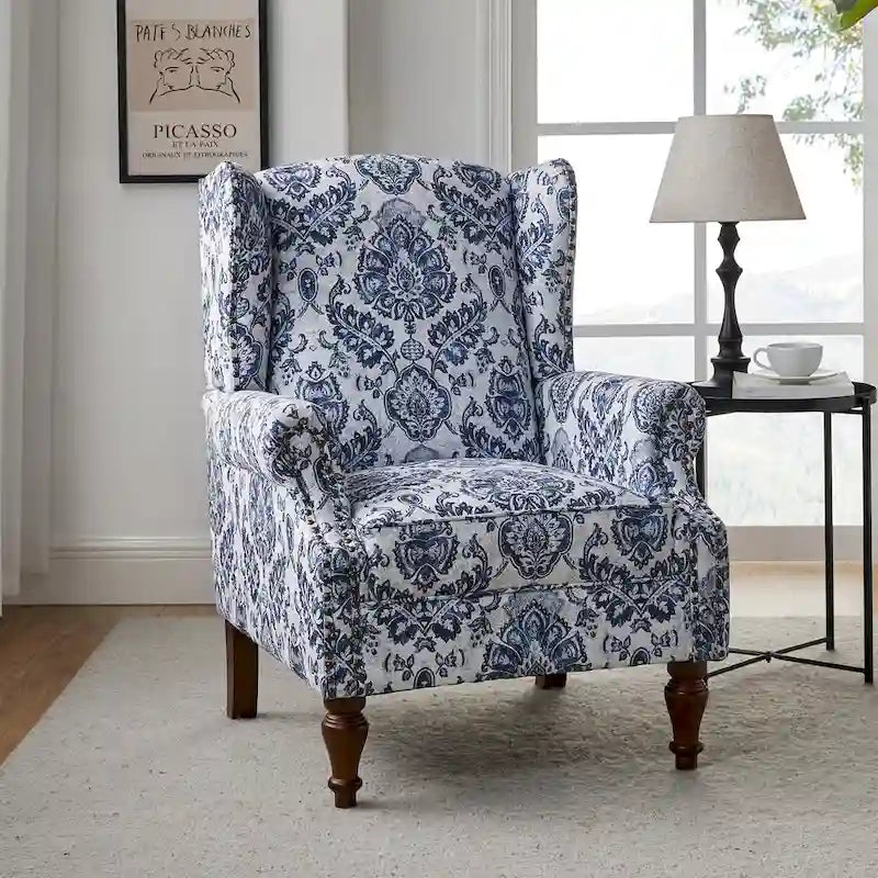 Gott Traditional Wingback Armchair with Solid Wood Legs by HULALA HOME