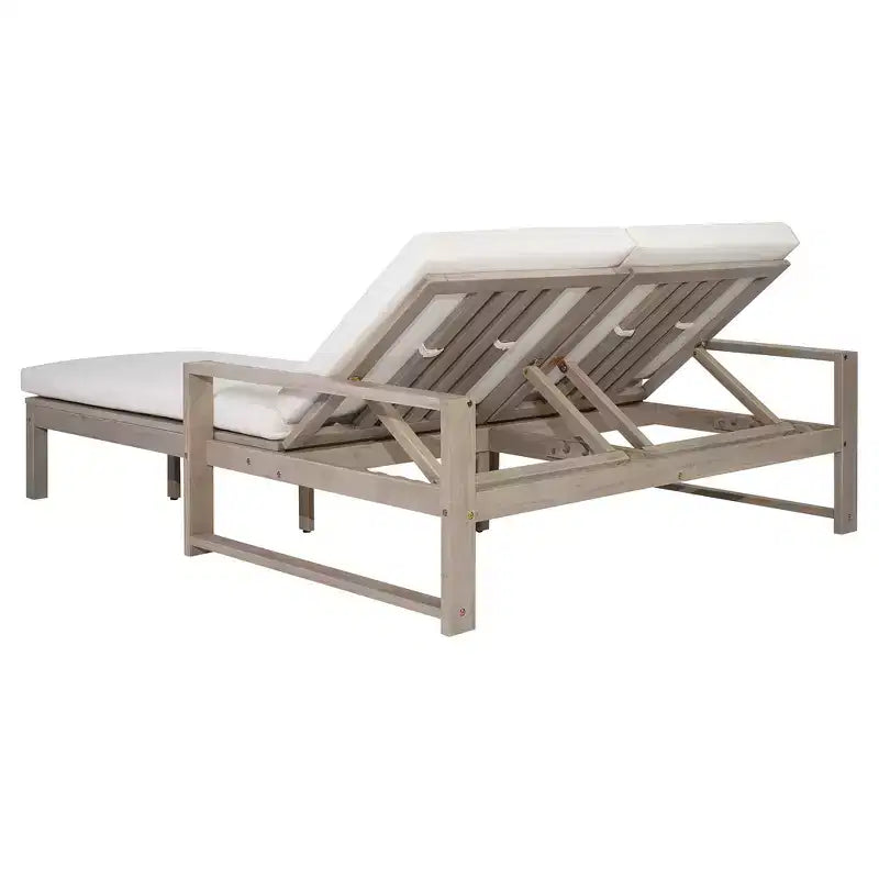 Polibi Double Outdoor Lounge Chair with 5-Position Adjustable Backrest