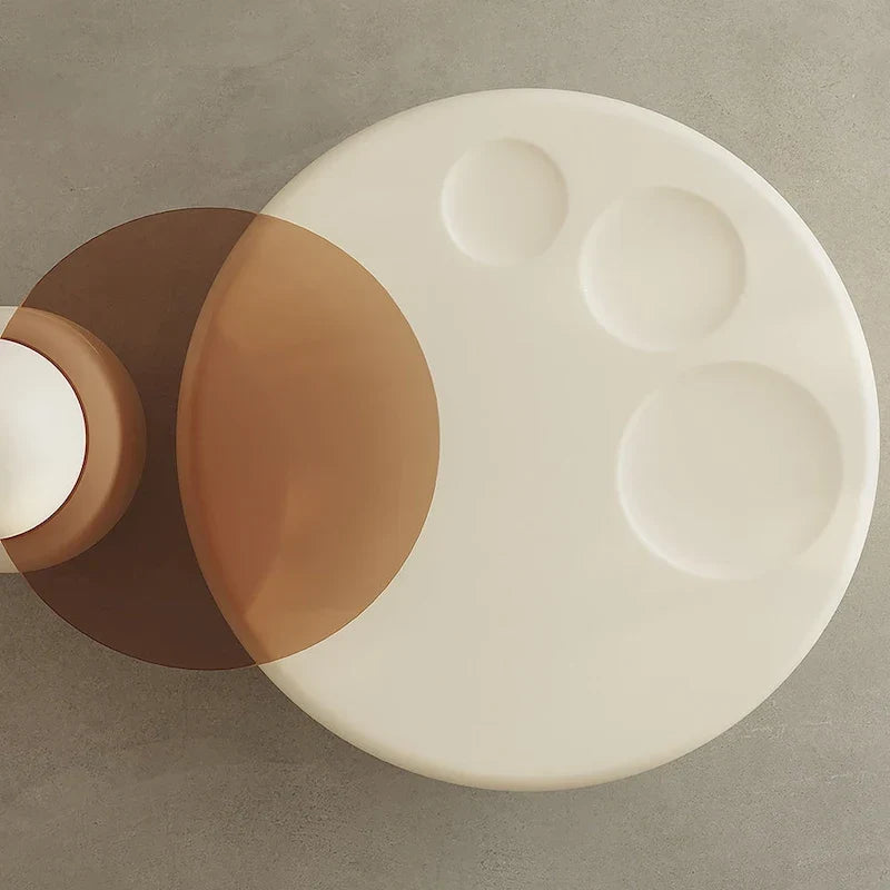 Nesting 42 Modern Round Creamy White Coffee Table, 2 pieces for Living Room - 62