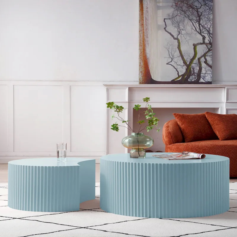Modern Glam Round End Nesting Coffee Table Set for Living Room (Set of 2) No Assembled