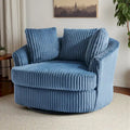 Oversized 43 W Plush Corduroy Recessed Arm Swivel Barrel Chair