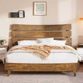 Solid Wood Bed Frame with Headboard, No Box Spring Needed